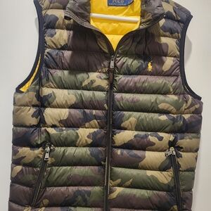 Ralph Lauren Camo Quilted Puffer Vest with Yellow Lining